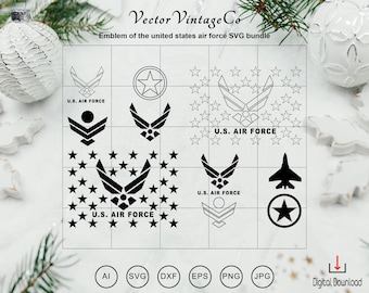 Emblem of the united states air force SVG bundle, Air Force svg,Military Wings svg Set,US Aviation Badge Logo Cricut & Silhouette Cut Files