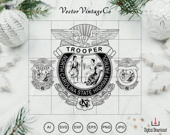 The North Carolina State Highway Patrol Trooper SVG Bundle,North Carolina State Highway Patrol Emblem,NC State svg Cricut Silhouette CutFile