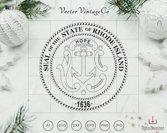 Seal of the state of  Rhode Island  Seal SVG Bundle, Rhode Island State Seal Emblem,Rhode Island Anchor Emblem Cricut & Silhouette Cut Files