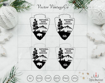 National Park Service SVG Bundle, National Park svg, NPS arrowhead logo svg, Park Ranger Badge Cricut & Silhouette CutFiles Digital Download
