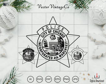 The City of Chicago Police Department SVG, Chicago Police Logo Emblem, Chicago badge Emblem, Chicago svg Cricut & Silhouette Cut Files
