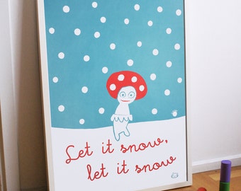 Let it snow winter poster, 50x70 cm.