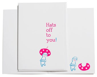 Hats off to you, folded neon greeting card.