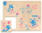 Etiquetas de regalo de madera de neón. Set de 5.