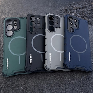 Shockproof Armor Case for Samsung Galaxy S25 S24 S23 Ultra Plus A56 A55 A54 A35 A25 – Magnetic Magsafe Charging Protective Cover