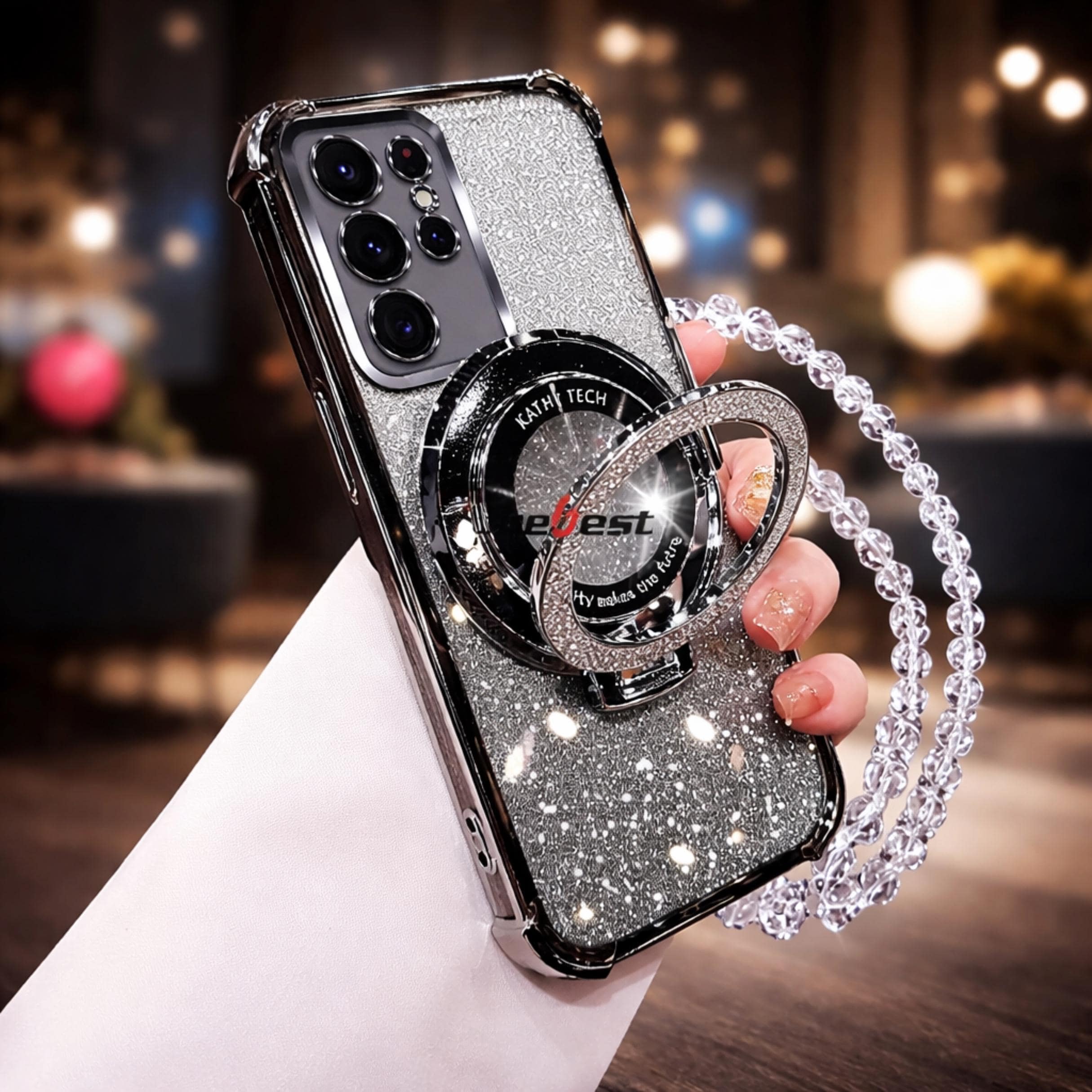 Glitter lanyard phone case