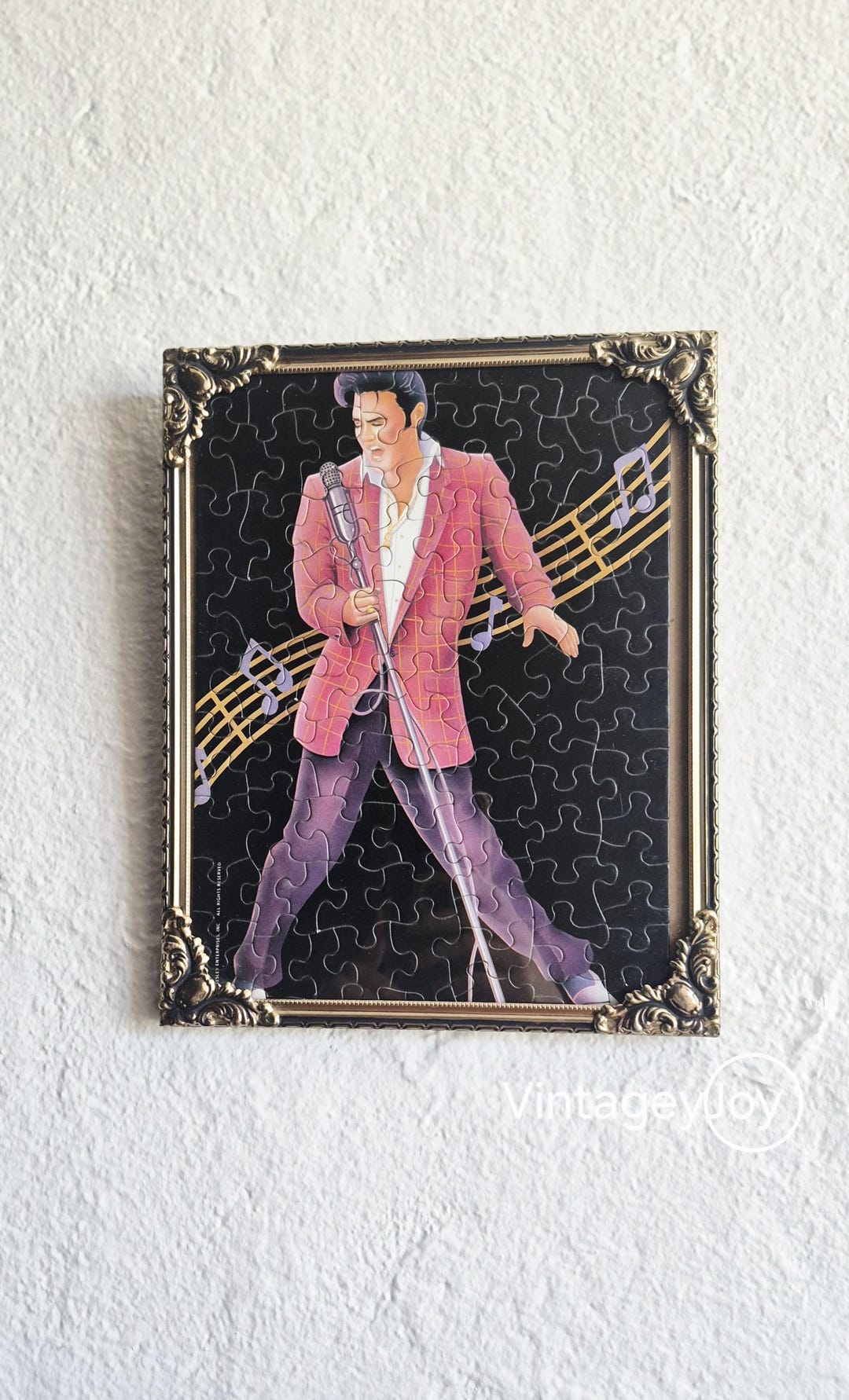 Vintage Elvis Presley Framed Puzzle Wall Art, Rock N Roll King Decor ...