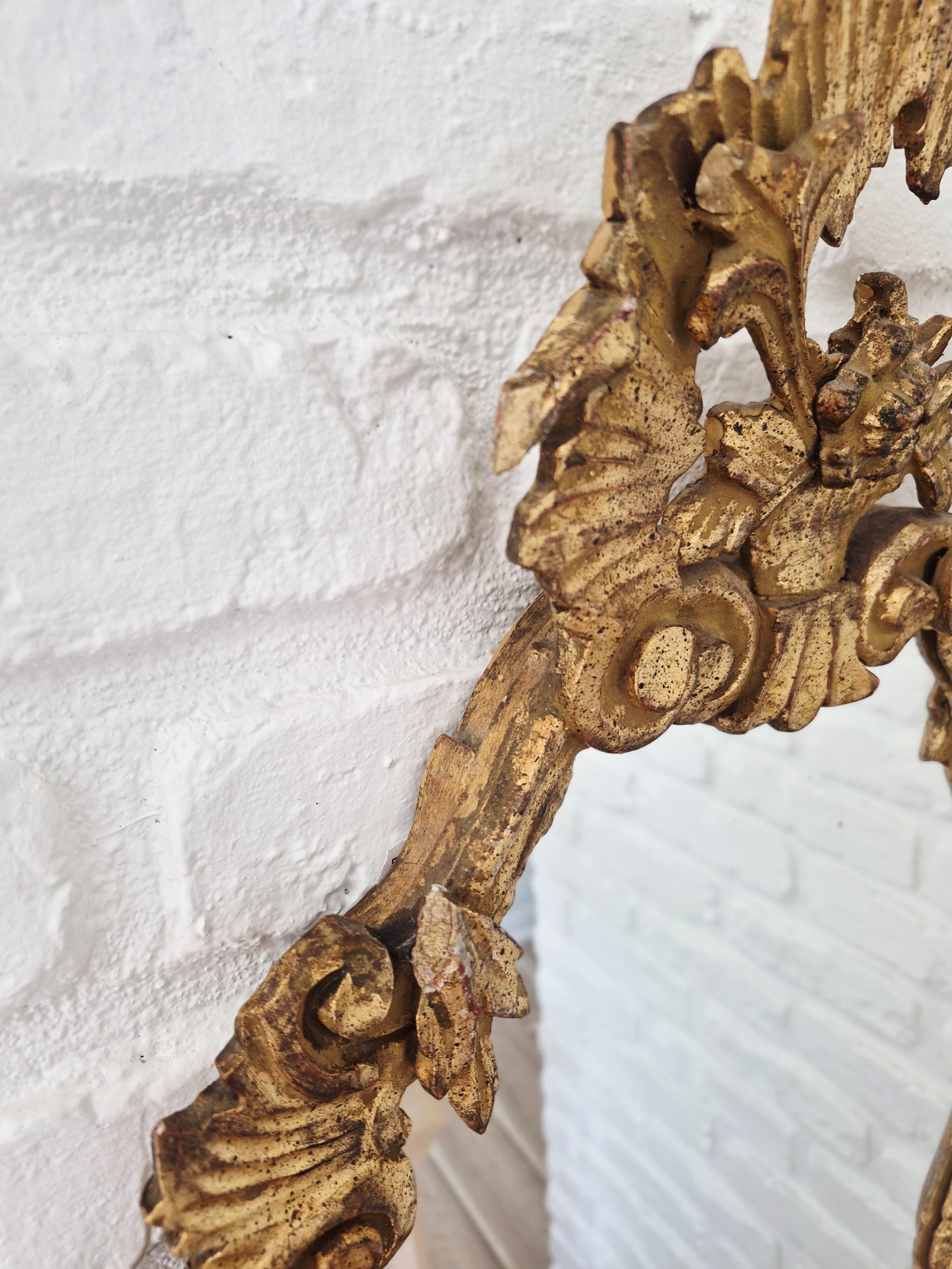 Vintage Decorative Ornate Italian Gold Wall Mirror, Wood Frame Rococo ...