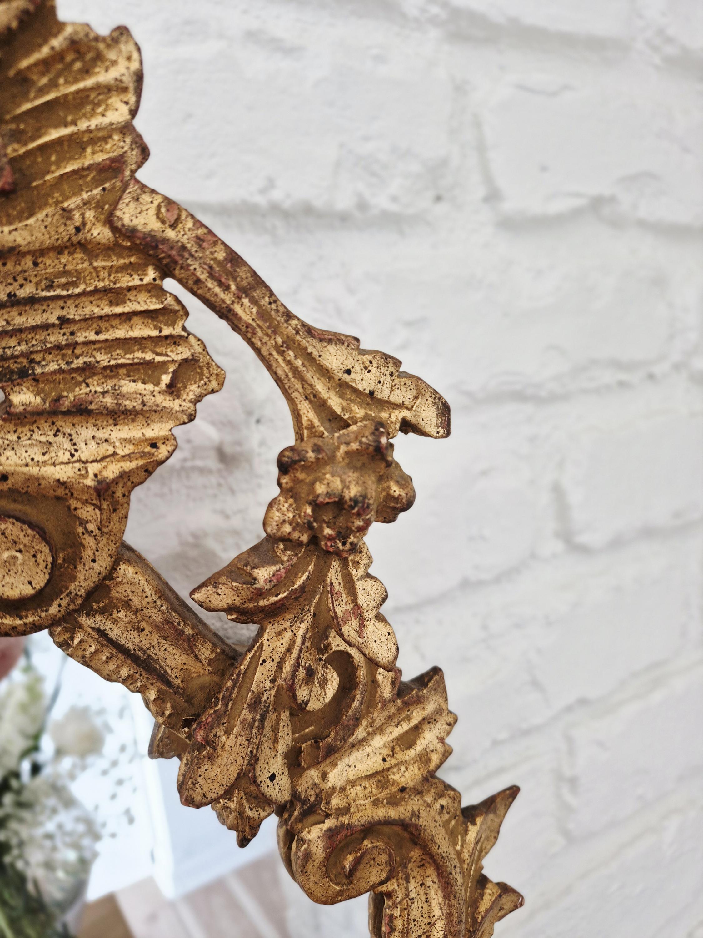 Vintage Decorative Ornate Italian Gold Wall Mirror, Wood Frame Rococo ...