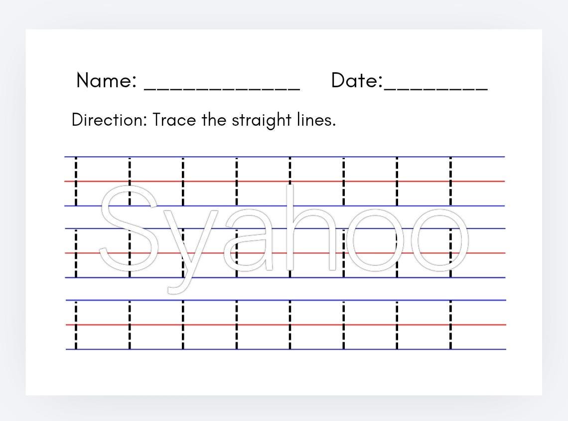 Tracing Lines Worksheet: Straight, Slant, Zigzag (PDF Pattern) - Etsy