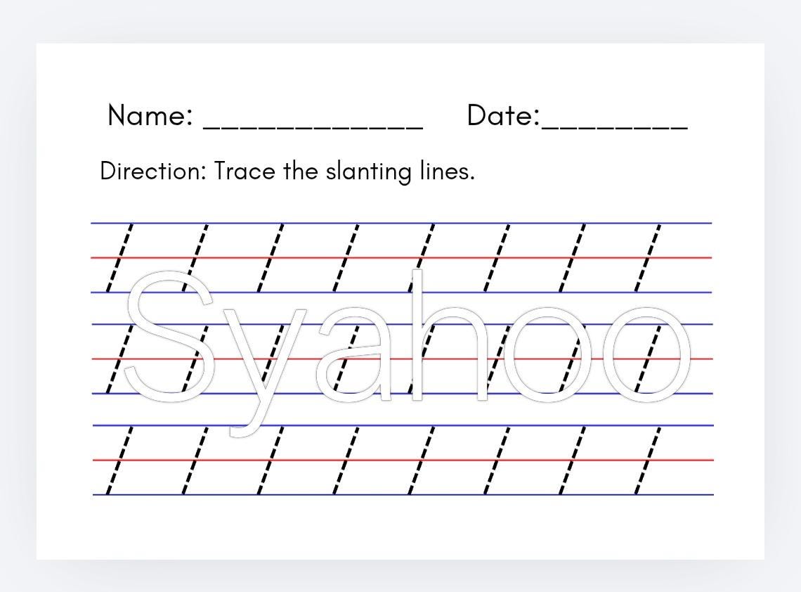 Tracing Lines Worksheet: Straight, Slant, Zigzag (PDF Pattern) - Etsy