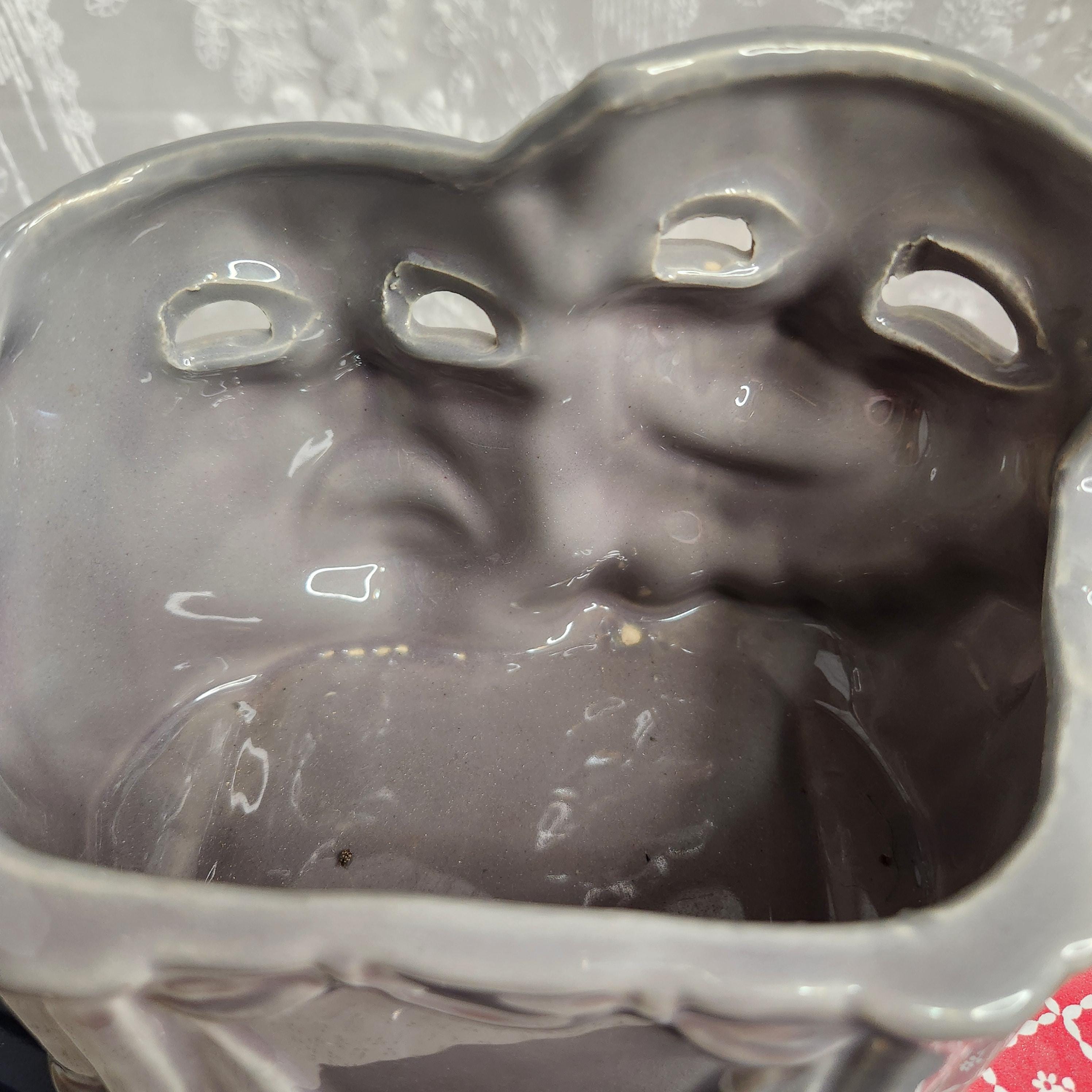 Shawnee Pottery Theater Mask Planter - Vintage Gray Ceramic Comedy ...