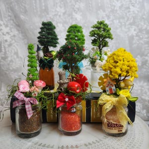 Miniature Woodland Scene Jar, Tiny Bottle Diorama, Fairy Tale Assemblage, Micro Nature Landscape, Vintage Jar Desk Decor, Gift for Collector