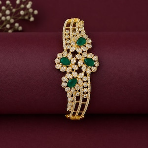 Handmade Gold-Plated CZ Diamond Bracelets | Indian Bridal Bracelets Jewelry