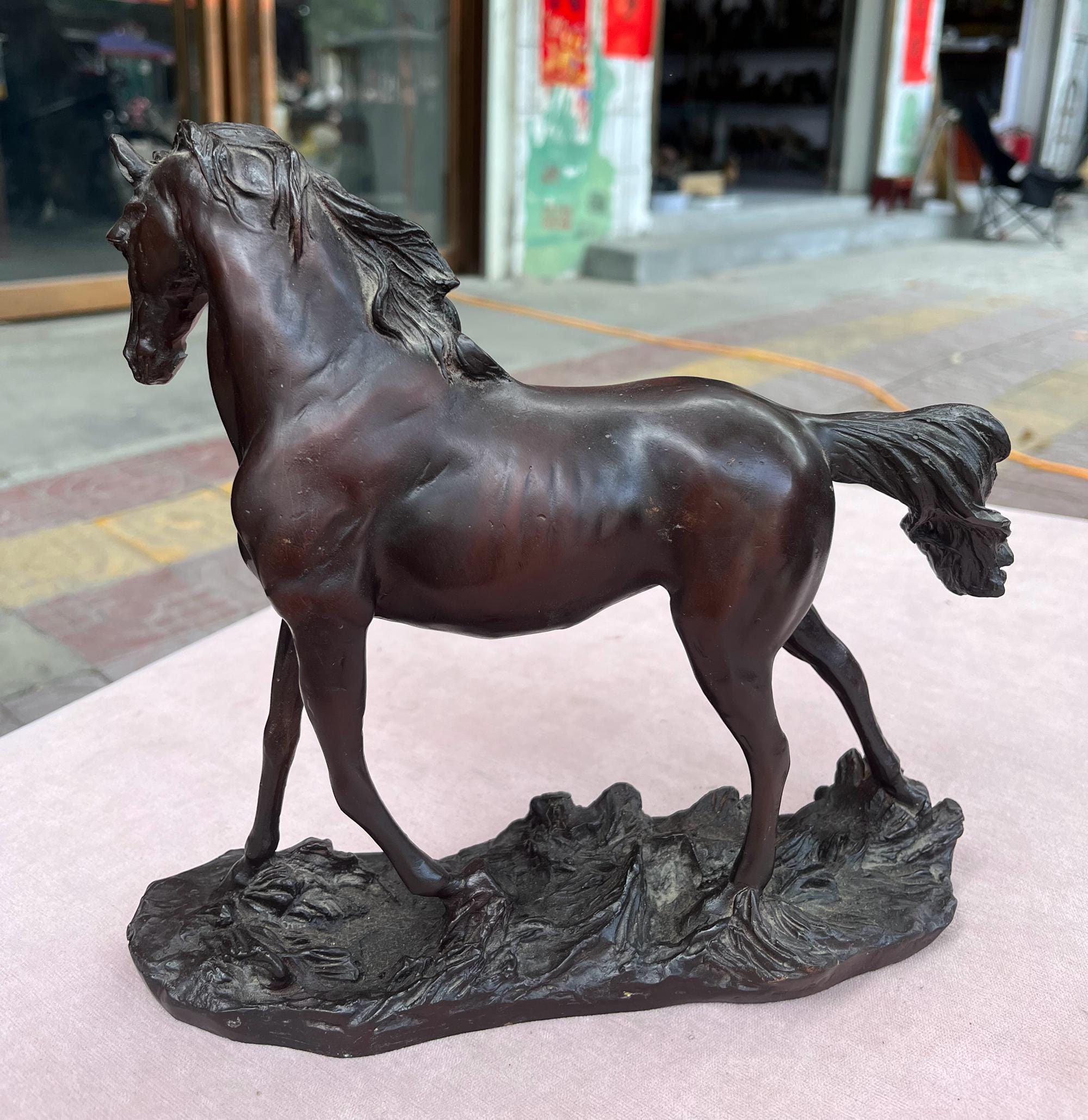 Retro Bronze Horse Statue – Rustic Equine Decor - Etsy