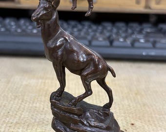 Figura de cabra de bronce retro - Decoración rústica para el hogar