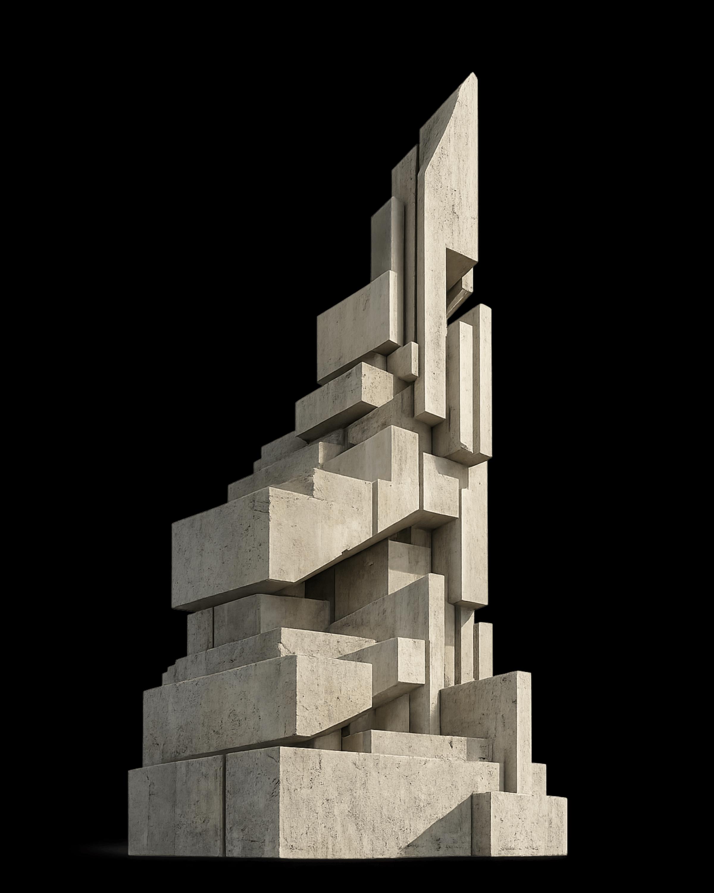Brutalist Abstract Monument Wall Art | Minimal Architecture Sculpture ...