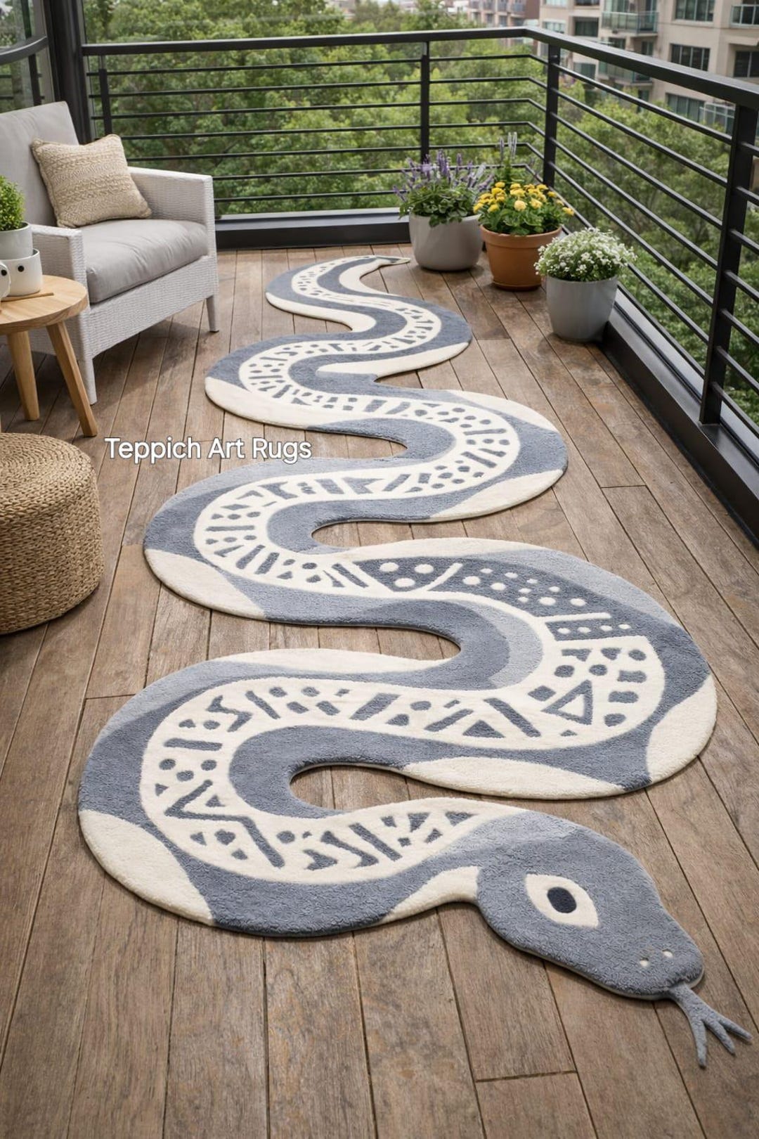 Hand Tufted Snake Shape Designer Rug,unique Snake Shape Decorative ...