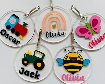 Personalised name bag tag - school bag tag - children's bag tag