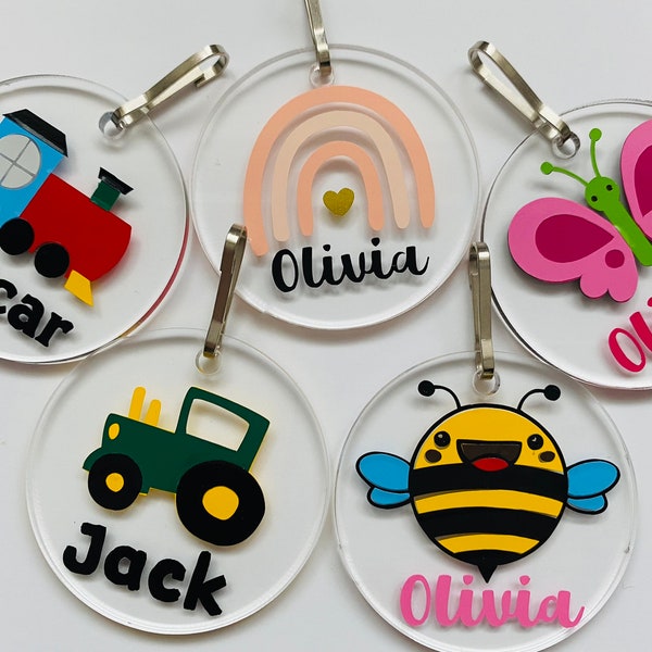 Personalised name bag tag - school bag tag - children's bag tag