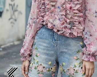 Loose Floral Shorts | Slimming Frayed Hem Bottoms | Summer Wear | Casual Spring Outfit