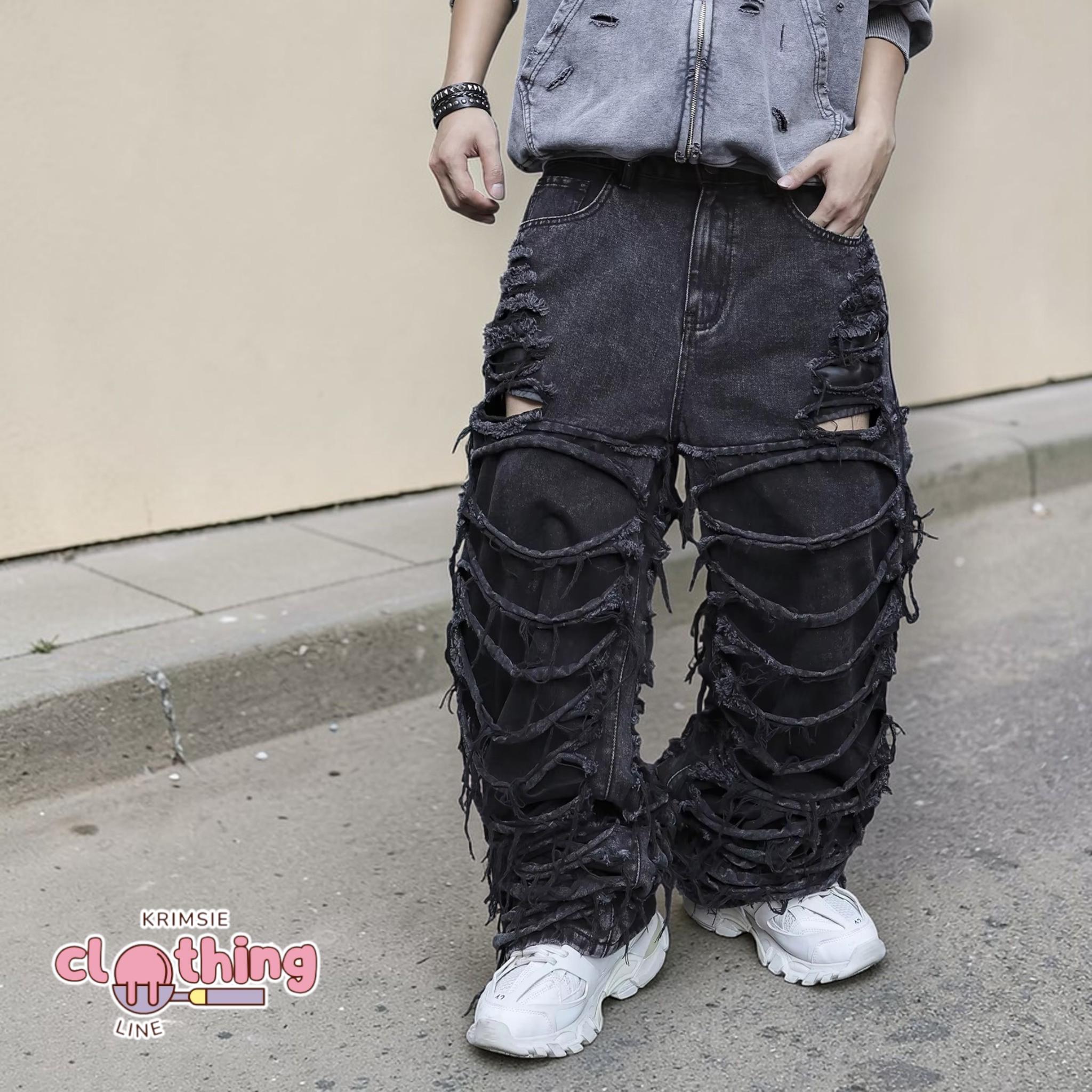 Black ripped jeans - Etsy 日本