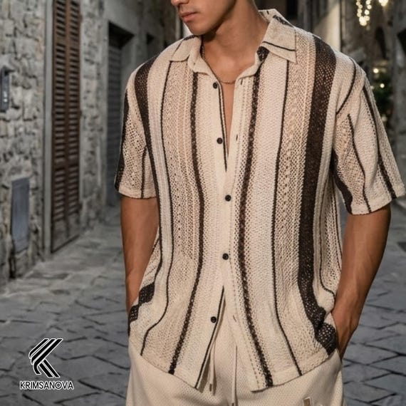 Striped Button Shirt | Casual Summer Loose Top | Daily Wear | Retro Streetwear Style