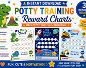 Potty Training Chart Printable for Boys | Dinosaur, Space & Construction Reward Charts | Toddler Sticker Chart | Instant Download