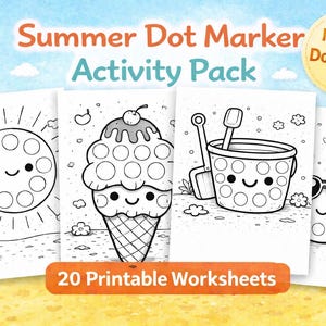 Kleurplaten Summer Fun Dot: afdrukbare pdf-activiteitenbladen (direct downloaden)