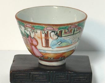 Antique Chinese Famille Rose Tea Bowl | Chinoiserie Decor