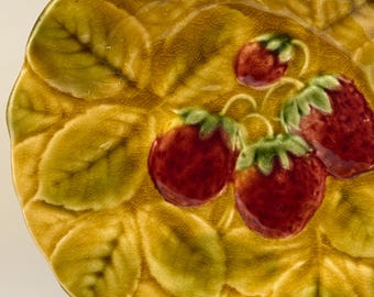 Set of 3 Antique French Majolica Strawberry Plates – Sarreguemines