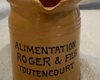 Antique French Stoneware Advertising Jug – Alimentation Roger & Fils, Toutencourt