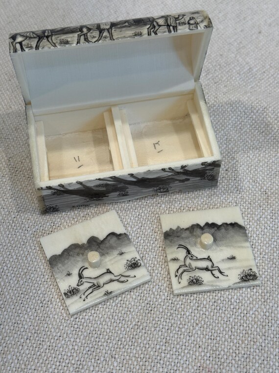 Handmade Camel Bone Double Keepsake Box - image 9