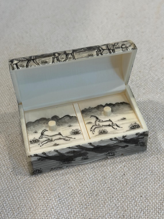 Handmade Camel Bone Double Keepsake Box - image 1