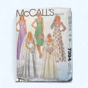 McCalls mönster 7394 Priscilla bröllopsklänning storlek 16 oöverträffad FF komplett 1981