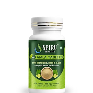 SPIRU SWASTHA Amla-tabletter | Indiskt krusbär, C-vitamin, antioxidanter (120 tabletter)