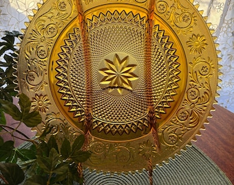 Vintage Amber Tiara Pattern  Indiana Glass Serving Tray