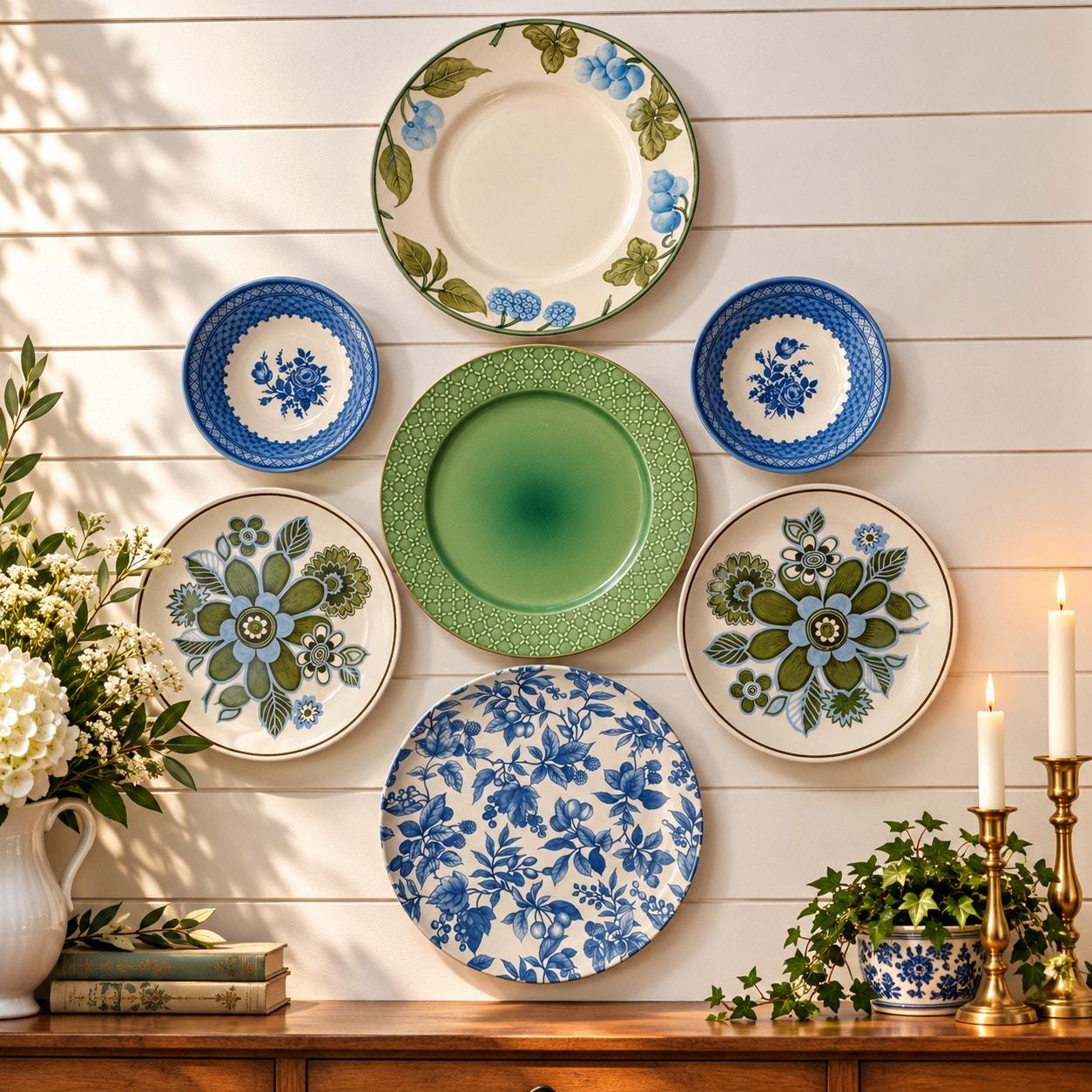 Vintage Blue and Green Plates - Etsy