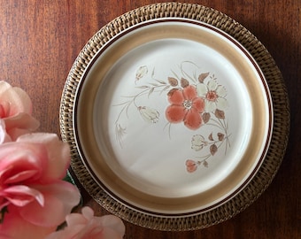Vintage Floral Blush Stoneware Dinner Plates Set of 4