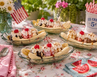 Indiana Glass Sundae Boats Relish Trays