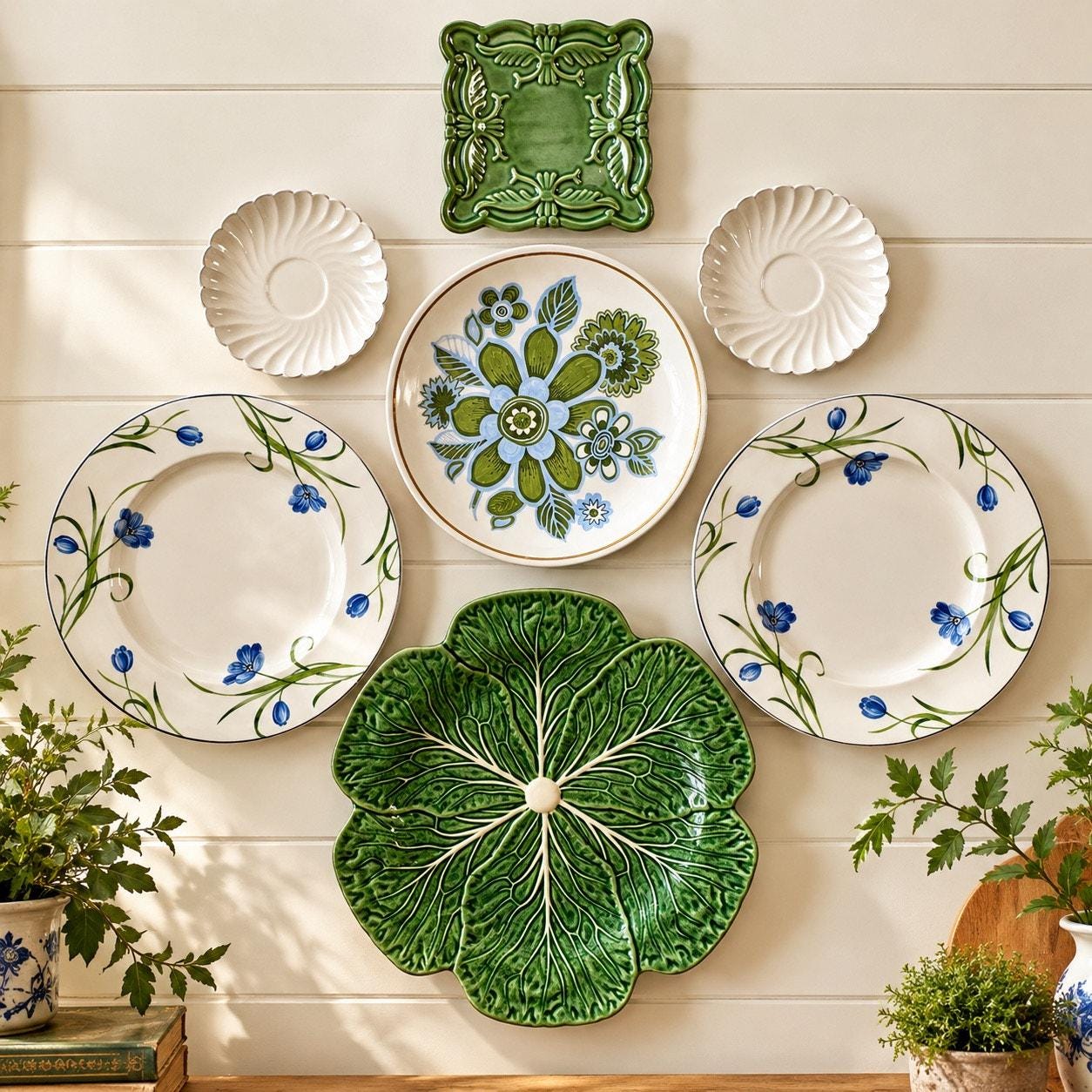 Vintage Blue and Green Plates - Etsy