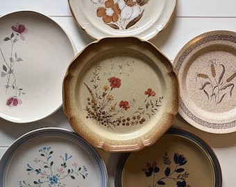 Vintage Floral Stoneware Dinner plates | Mismatched Wall Art | Cottagecore  Kitchen Decor