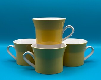 Mikasa Duplex Ben Seibel Yellow Coffee Mugs Set of 4 Japan Mid Century Modern