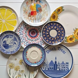 Eclectic Boho MCM Retro  Mismatched Plates and Saucers | Choice