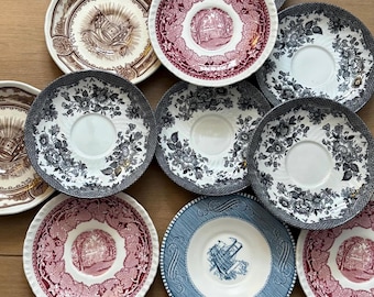 Vintage Transferware & Ironstone Saucers | Choose Your Favorite | Red, Black,  Blue Transferware | Cottagecore Wall Decor
