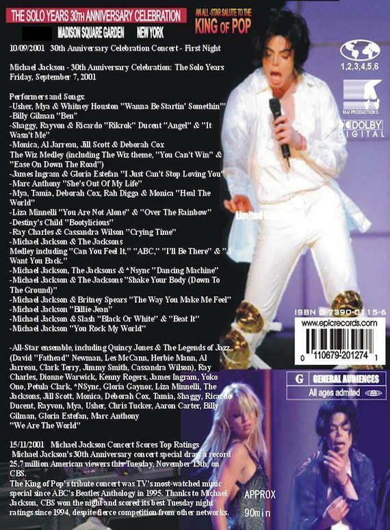 MICHAEL JACKSON the 30th Anniversary Vocal Concert & the One Dvd