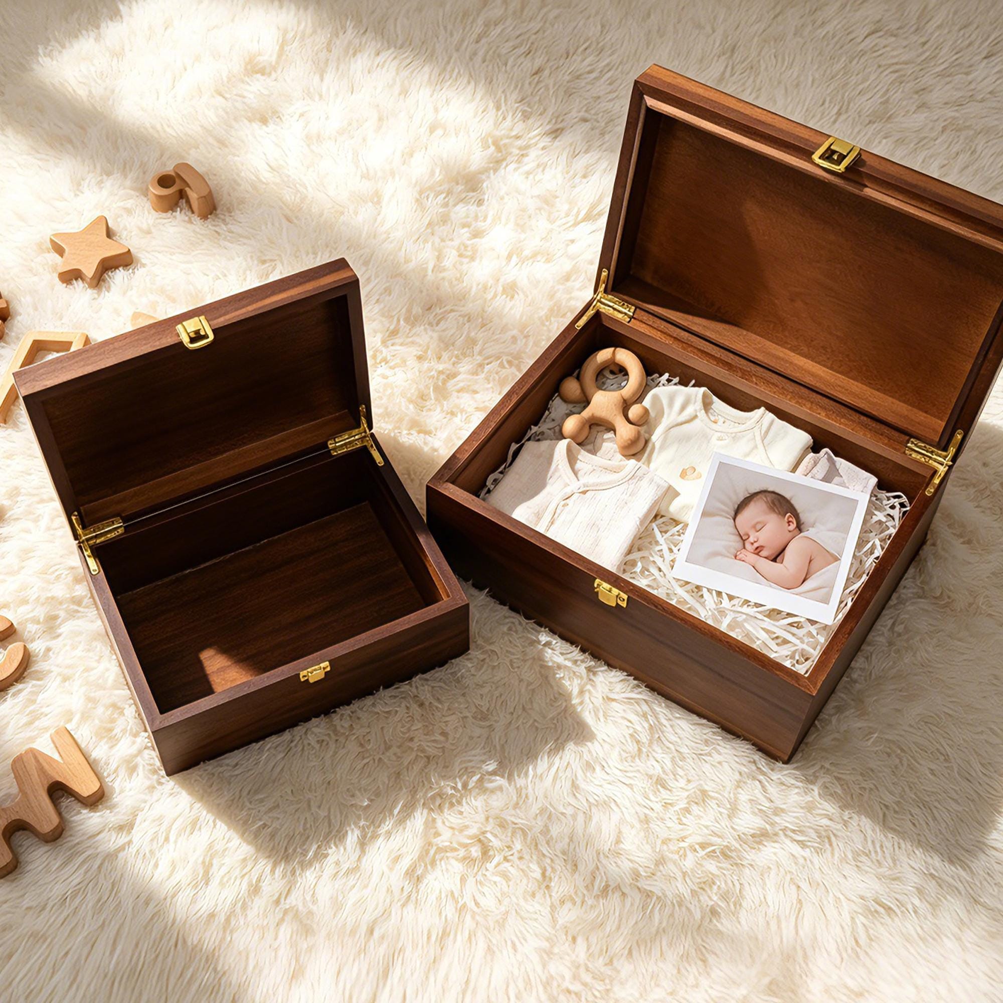 Personalised Wooden Baby Memory Box, Engraved Keepsake for Newborns - Etsy
