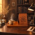Personalized Wooden Book Stand,Reading Rest with Coffee Cup Holder, Custom Engraved Book Lover Gift, Reading Nook Decor