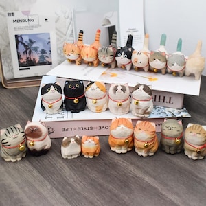 Wooden Cat Figurine with Engraved Name, 21 Style Cat Ornament, Memorial Gift, Desktop Cat Decor, Cat Lover Gift 4.8 (68)