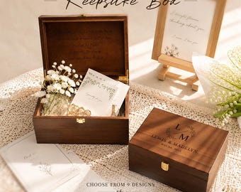 Custom Wooden Keepsake Box with Inside & Outside Lid Engraving, Personalized Memory Gift for All Occasions